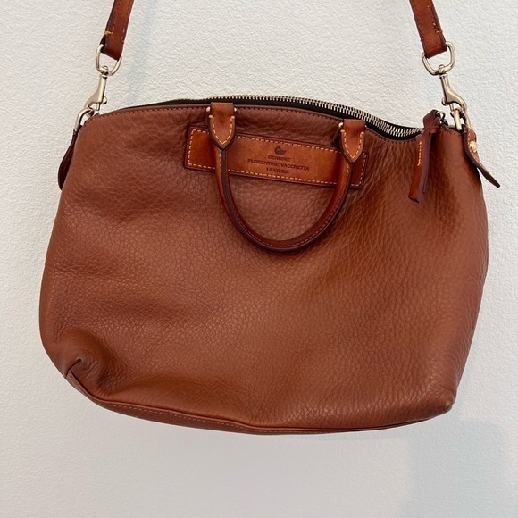 Vtg Dooney & Bourke Juliette Satchel Shoulder Bag All Weather + Vachetta Brown - Picture 5 of 13
